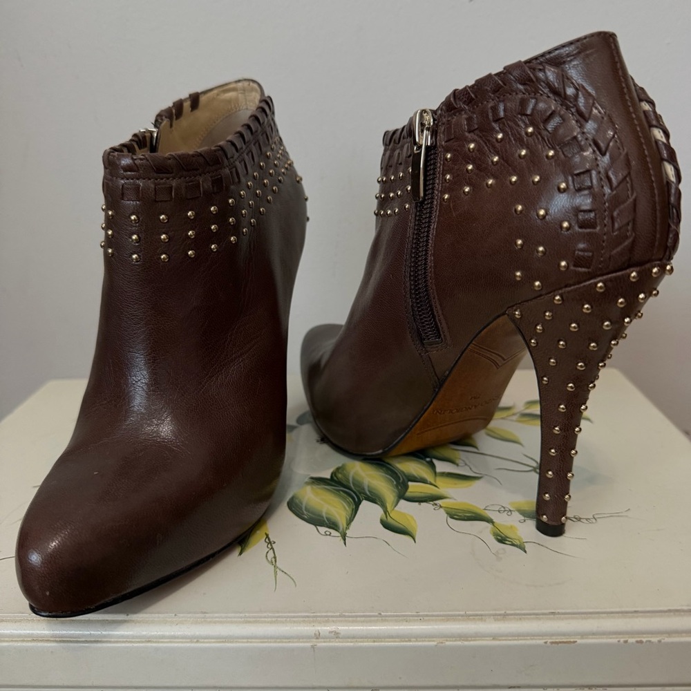Enzo Angiolini Dark Brown Studded Heeled Boots